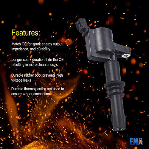 ENA Set of 8 Straight Boot Ignition Coil Pack Compatible with Ford