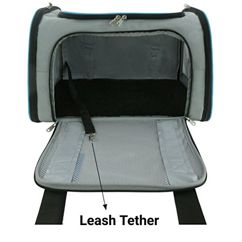 Airline Approved Soft Sided Pet Carrier by Mr. Peanut's, 17.5X11X11" Travel Tote with Soft Padded Bedding With Strong 1/4" Wood Base, Seatbelt & Luggage Attachment, Perfect for Cats and Small Dogs - Thumbnail 3