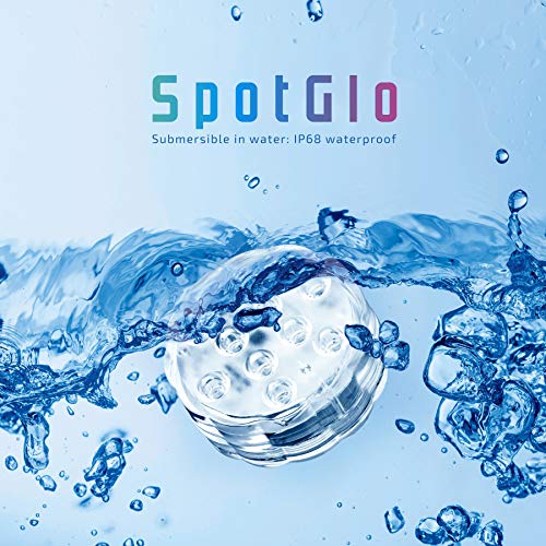 SpotGlo Submersible LED Lights Waterproof Remote Control Lights RGB Changing LED Lights Battery Operated for Pond Pool Fountain Aquarium Vase Hot Tub Bathtub Event Party and Home Decoration 2 Pack