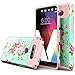 BAISRKE LG V20 Case,Peony Flower Design High Impact Heavy Duty Dual Layer Hard PC Outer and Case with Soft Rubber Inner Armor Hybrid Protective Cover for LG V20 - Rose Gold