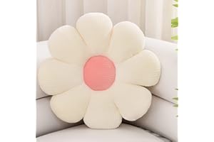 ZAKUN Daisy Pillow - 15.7" Cute Flower Floor Pillows, Plush Decorative Throw Pillows for Sofa, Couch, Bed - White