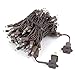 Novelty Lights Warm White LED Christmas String Lights - UL Listed Indoor/Outdoor Light Set w/ 100 Mini Bulbs for Christmas Tree, Patio, Wedding Decor, and More - (Brown Wire, 34' Long)