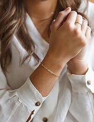ASDULL 925 Sterling Silver Paperclip Bracelets 3mm