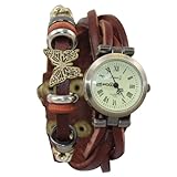 JN® Fashion Butterfly Retro Wrap Around Weave Leather Watch Bracelet Wrist Watch