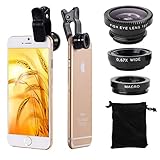 Noot Universal 3 in 1 Clip-On 180 Degree Fisheye Macro Lenses Camera Kit for Smartphones (4 Items)