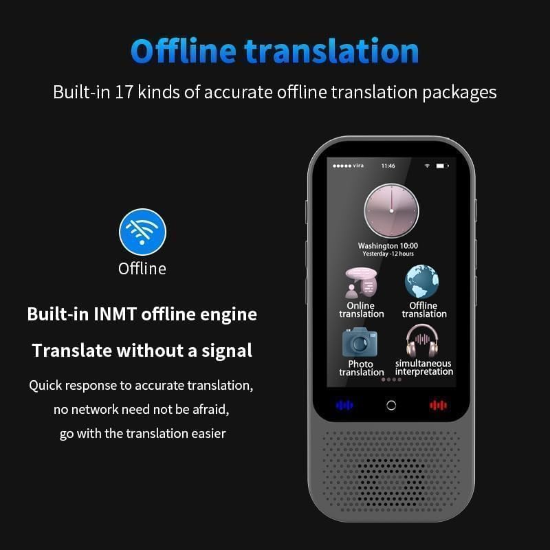 Duckdik Indiana 2025 Voice Instant Language Translator, WiFi Free Image Translator, Offline Translation 18 Languages, 142 Online, Portable Travel Translator