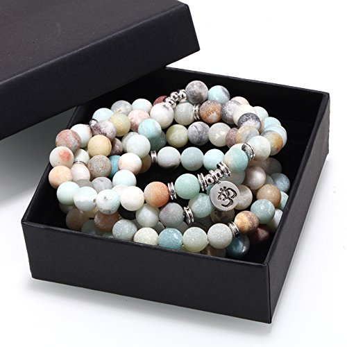 SEVENSTONE 8MM 108 Mala Beads Charm Bracelet for Men Women Yoga Bracelet Necklace Father's Day - Thumbnail 6