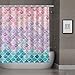 RosieLily Mermaid Scale Shower Curtain, Mermaid Shower Curtain, Ocean Themed Shower Curtain, Pink and Blue Shower Curtain, Fantasy Girls Bathroom Decor with 12 Hooks, 72''W x 72''H
