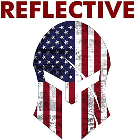 AZ House of Graphics Reflective Spartan Helmet USA Flag Sticker - #FS036