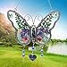 Suncatcher ,Mom Butterfly Mother Suncatcher with Pressed Flower Wings - Wind Chime with Pressed Flower Wings Embedded in Glass with Metal Trim Friend Heart Charm for Birthdays Christmas Thanksgiving