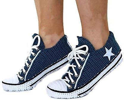 Crochet Knitted Navy Converse Low Top Slippers, Classic Colour Low Top Navy Converse Slippers, Mens Converse Low Navy, Canvas Sneakers Gift