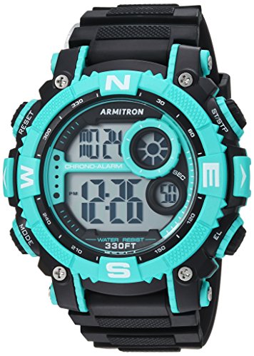 Armitron Sport Men's 40/8284TEL Teal Accented Digital Chronograph Aqua/Black Resin Strap Watch
