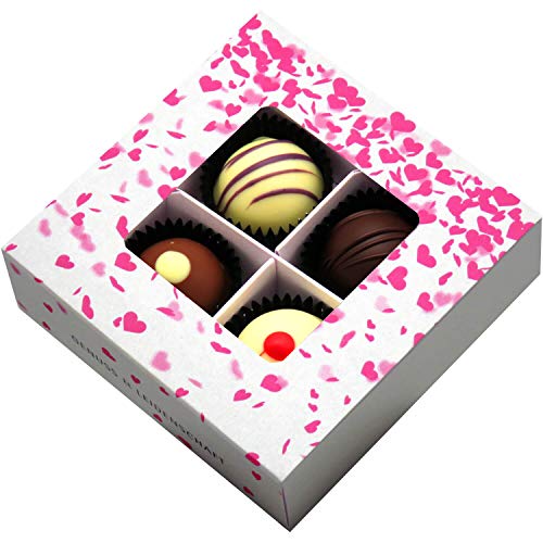 Hallingers 4er Pralinen-Mix handgemacht, mit/ohne Alkohol (48g) - Pinke Herzen (Pralinenbox) - Liebe & Hochzeit 2023… – Bild 4