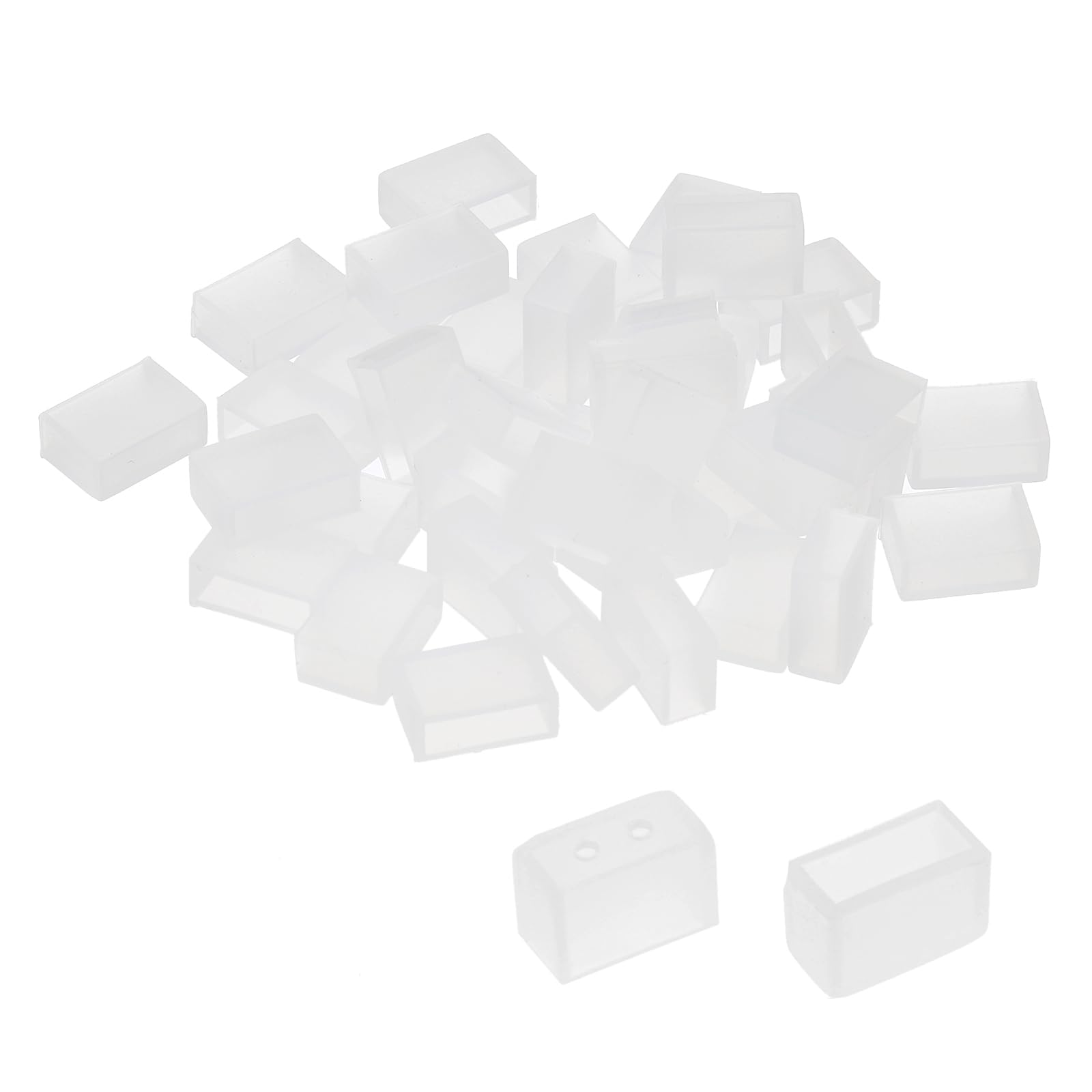 PATIKIL Silicone End Cap Plug Cover for Strip Light, 80 Pack IP67 Waterproof Fit 5050 10mm Wide LED Strip Light, 2 Styles (Non Hole and 2 Holes)