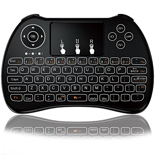 Tripsky H9 2.4GHz Mini Wireless Keyboard without Backlit, Handheld Remote with Touchpad Mouse for Android TV Box, Windows PC, HTPC, IPTV, Raspberry Pi, XBOX 360, PS3, PS4(Black)