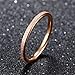 PAURO Women's Stainless Steel 2MM Thin Rose Gold Stackable Midi Pinky Ring Engagement Wedding Band Size 7