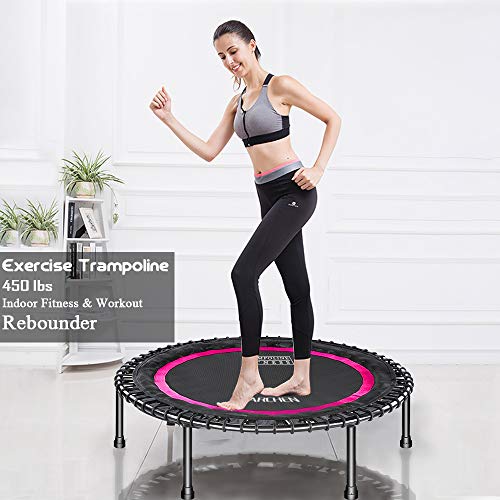 DARCHEN 450 lbs Mini Trampoline for Adults, Indoor Small Rebounder Exercise Trampoline for Workout Fitness, 450 lbs Max-Load Bungees for Quiet and Safely Cushioned Bounce, 40 Inch Gym Trampoline - Thumbnail 3