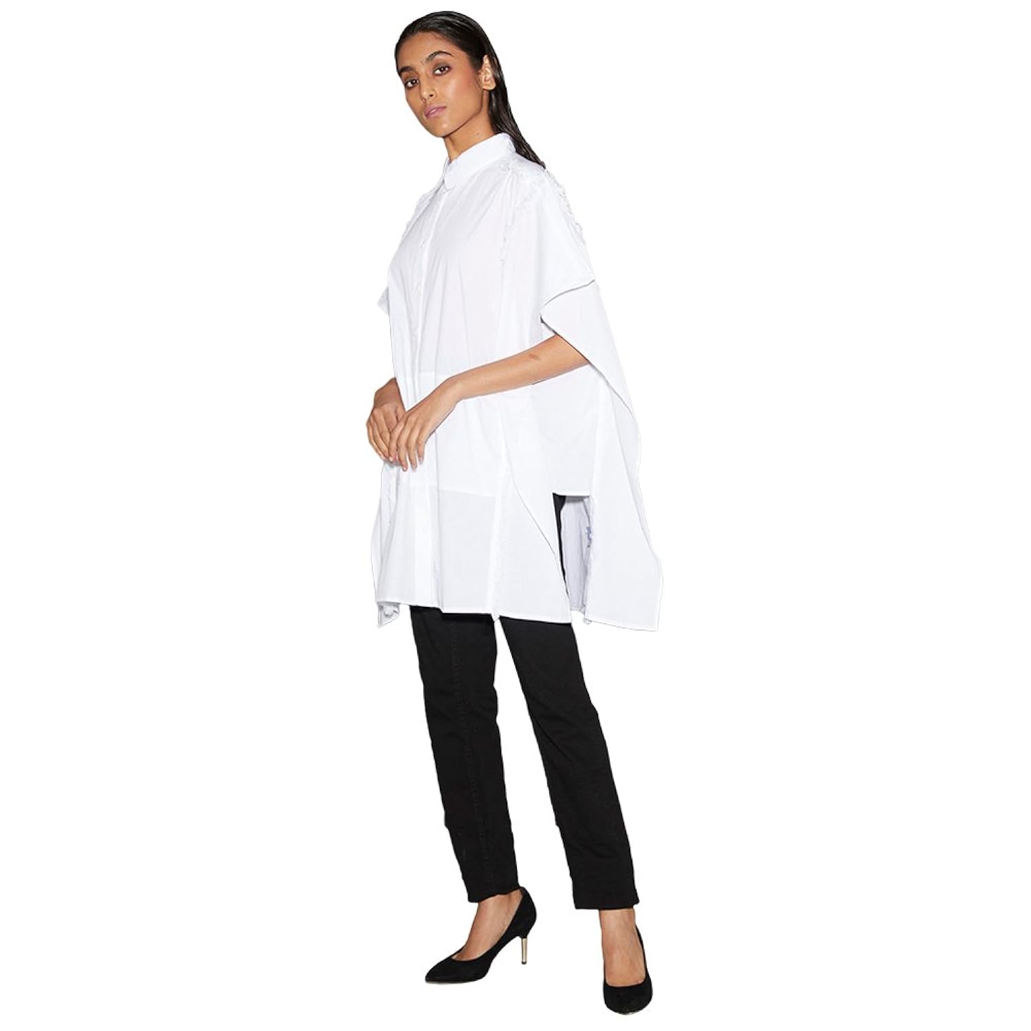 rheson women's raw crop woven top