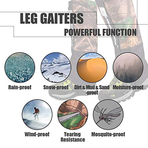 Peakit Hunting Leg Gaiters Waterproof Boot Gaiters Snow Shoe Cover for Men and Women, Camo Gaiters Against Snake Bug Mud Dirt - Thumbnail 2