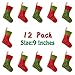 Vanteriam 12PC Mini Christmas Stockings with Snowflake, 9'' Party Decorations/Gift Bags, Red & Green