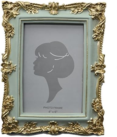 Retro Ectangular Carving Resin Photo Frame(Light Blue)