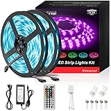 DAYBETTER Led Strip Lights 32.8ft Waterproof Flexible Tape Lights Color Changing 5050 RGB 300 LEDs Light Strips Kit with 44 Keys IR Remote Controller and 12V Power Supply for Home, Bedroom, Kitchen