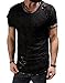 Uideazone Men's Slim Fit Fitness Short Sleeve Crew Neck T-shirt Tops with Ripped Holes