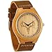 Wonbee Bamboo Wood Watches for Men & Women Cowhide Leather Strap,Bonus 2 Wood Bracelets,Packaged in Gift Box