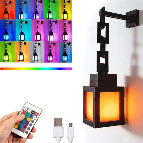 Lanterna Pixelada Lâmpada de Luz Noturna, Luzes Noturnas Recarregáveis de Mesa e Parede, 16 Cores Variáveis, com Controle Remoto e Bem Comointerruptor Tátil, Adequado para Decoração de Quarto