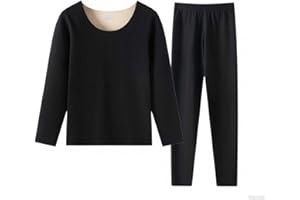 Womens 2PC Thermal Sets Long Sleeve Fleece Lined Warm Underwear Tops and Pants Fleece Undershirt & Long Johns