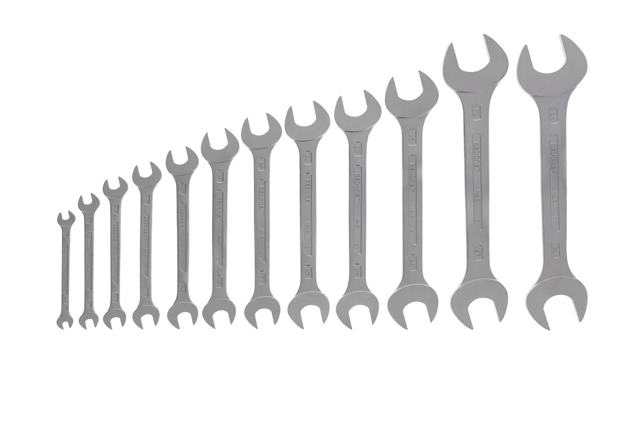 GEDORE Double open-end spanner set, 12-pc. Set, AF 6-34 mm, Metric, Flat, Spanner set, Matt chromed, 6-122 ISO