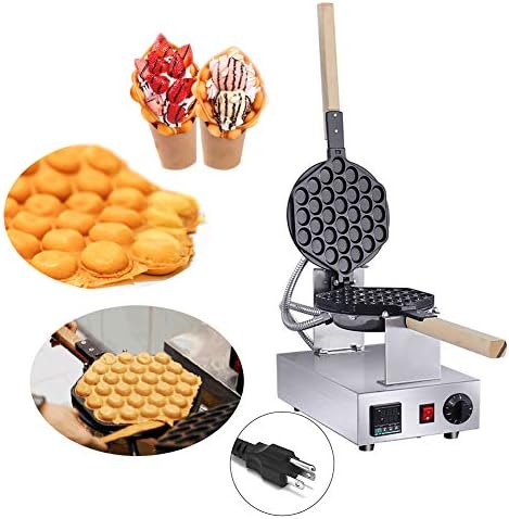 Electric Egg Waffle Maker Machine Automatic Control Egg Puffs Maker Stainless Steel Bubble Waffle Maker Non-Stick Mini Egg Cake Machine LCD Screen