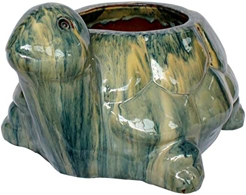 Michael Carr Designs 6610NACR Turtle Planter, 13", Navy Cream