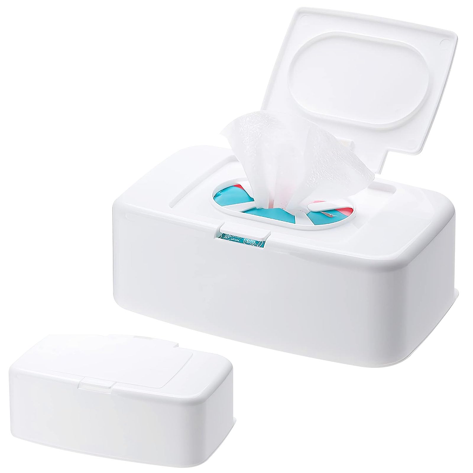 Funmo 2-in-1 Wipes Dispenser - Keep Wet Wipes Fresh for Home, Office, Car Etc (White)