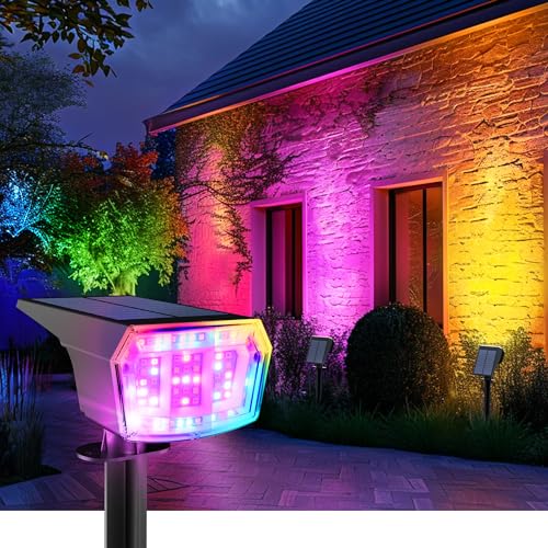 AUDERWIN Solar Spot Lights Outdoor RGB