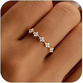 Dainty Lucky Leaf Ring for Women 925 Sterling Silver White CZ Flowers Stackable Ring to Daughter Mom 14K Gold Plated Engagement Promise Rings Wedding Christmas Valentines Day Jewelry Gift for Her