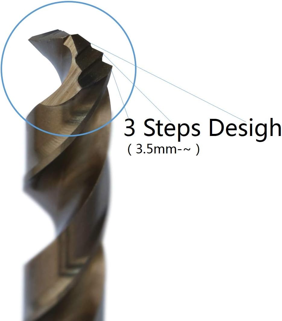 Metric M42 8% Cobalt Twist Drill Bits Set for Stainless Steel and Hard Metal (1mm-10mm/19pcs), Grey, 1-10mm (19PCS) - Image 4