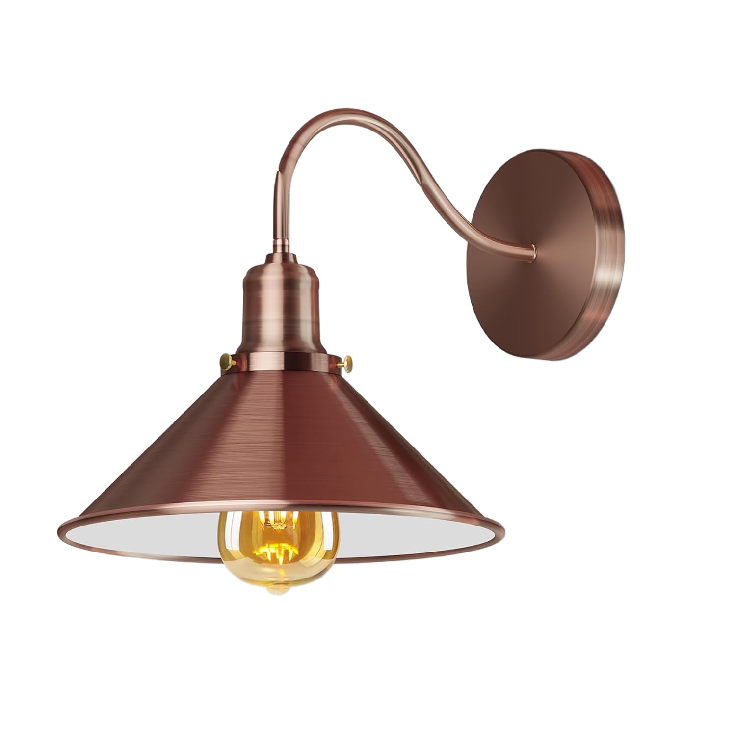 DC VOLTAGE Retro Rainproof Cone Shaped Shade Swan Neck Wall Sconce Fittings Metal Indoor Light Fitting for Bedroom Dinning Room Garage and Any Other Places Not Battery Oprated Wall Lights