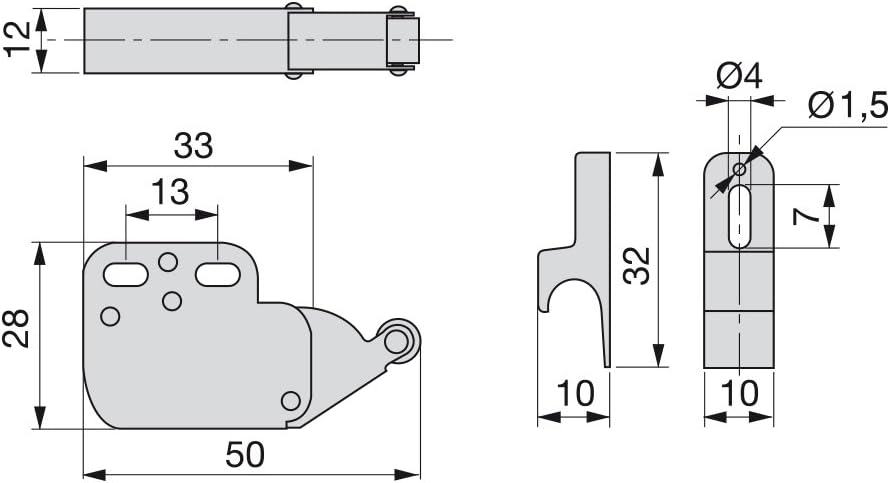 Emuca 1275415 Mini-latch/automatic pressure lock for hinged furniture door Set of 10 pcs, White - Image 4