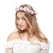 Valdler Jasmine Wreath Flower Crown Garland Halo for Wedding Festivals for Wedding Festivals (Pink)