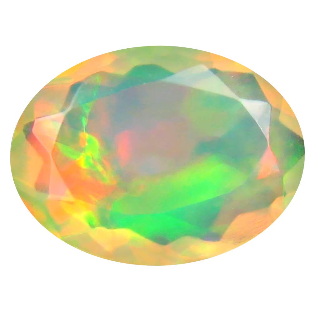 1.40 ct Oval Cut (10 x 8 mm) Un-Heated Transparent Quality Ethiopian Welo Rainbow Opal Natural Loose Gemstone