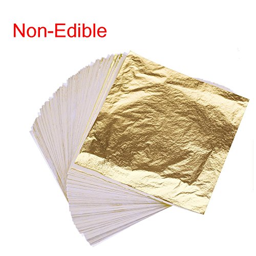 Bullet Face 100 Sheets 5.5 by 5.5 Inches Imitation Gold Leaf Foil Paper for Arts, Gilding Crafting, Decoration DIY (Gold)