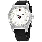 Wenger Swiss mens Field Classic Watch Large 42mm White Dial Date Silicone Rubber Sports Strap 01.0441.117