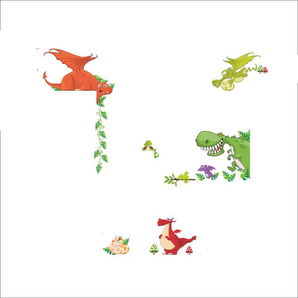 Lou Lou removable Mural Wall Stickers Wall Decal for Home Decor Kid's Room - cute dinosaur