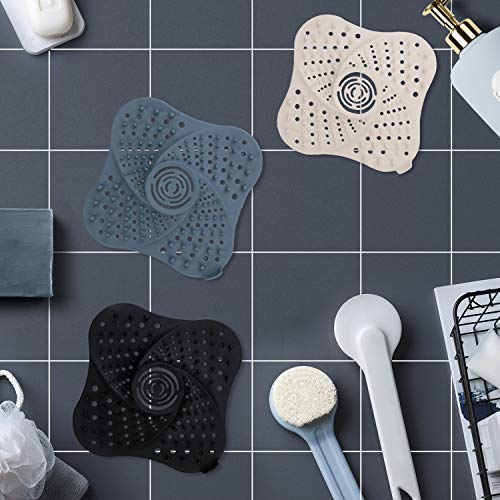 Bathroom Hair Catcher(3 pack)，Spiral Design Drain Hair Catcher，Strong Suction Cups Bathtub Drain Protector，Silicone Sink Drain Protector