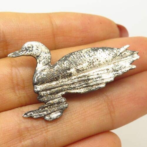 Vintage 1989 V. Pond 925 Sterling Silver"Swimming Duck" Design Pin Brooch Women Bracelets Ankle Ster