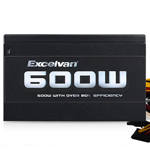 Excelvan ATX Computer Power Supply Desktop PC for Intel AMD PC SATA US (600W)