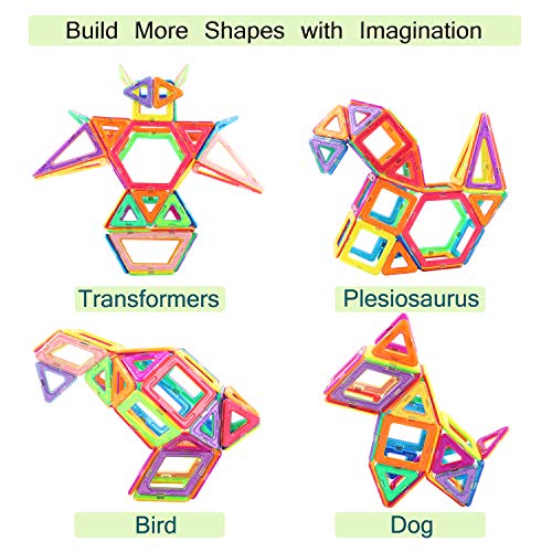 MEIGO Magnetic Blocks - Kids Magnetic Tiles Set 3D Magnetic Building Blocks Construction Playboards Boys Girls STEM Educational Magnet Toys for Toddlers (51pcs)