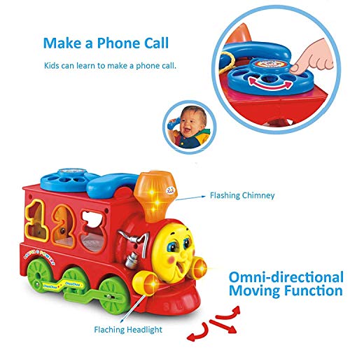 Woby Musical Smart Train Kids Educational Learning Toy Car Electric Bump and Go Train with Shape Sorter