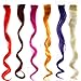 JIAHUI Bundle 6 Pieces of 20 Inches Multi-Colors PartyBundle 6colors Party Highlights Colorful Clip in Wavy Synthetic Hair Extensions,Wavy Long Hairpieces